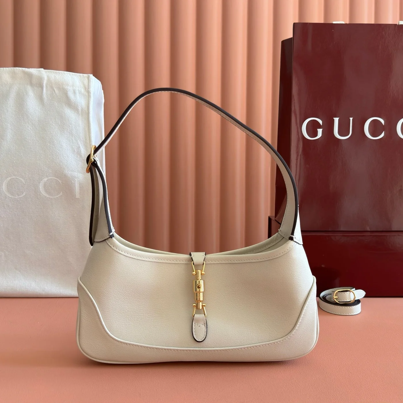 Gucci 26S Jackie Slim Shoulder Bag 27 In Cream White Calfskin product view 1