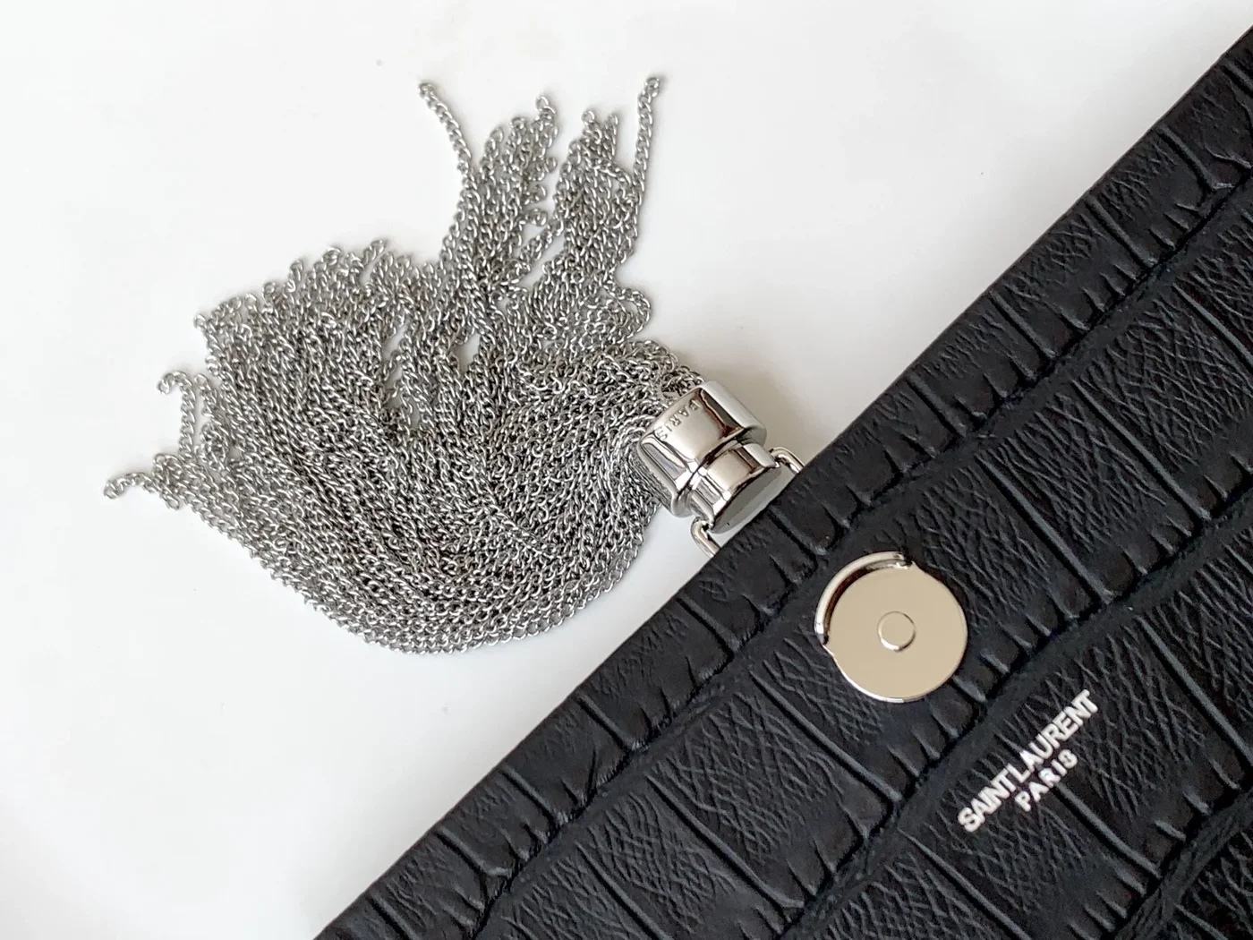 Saint Laurent Black Leather Small Kate Tassel Crossbody Bag Silver product view 5