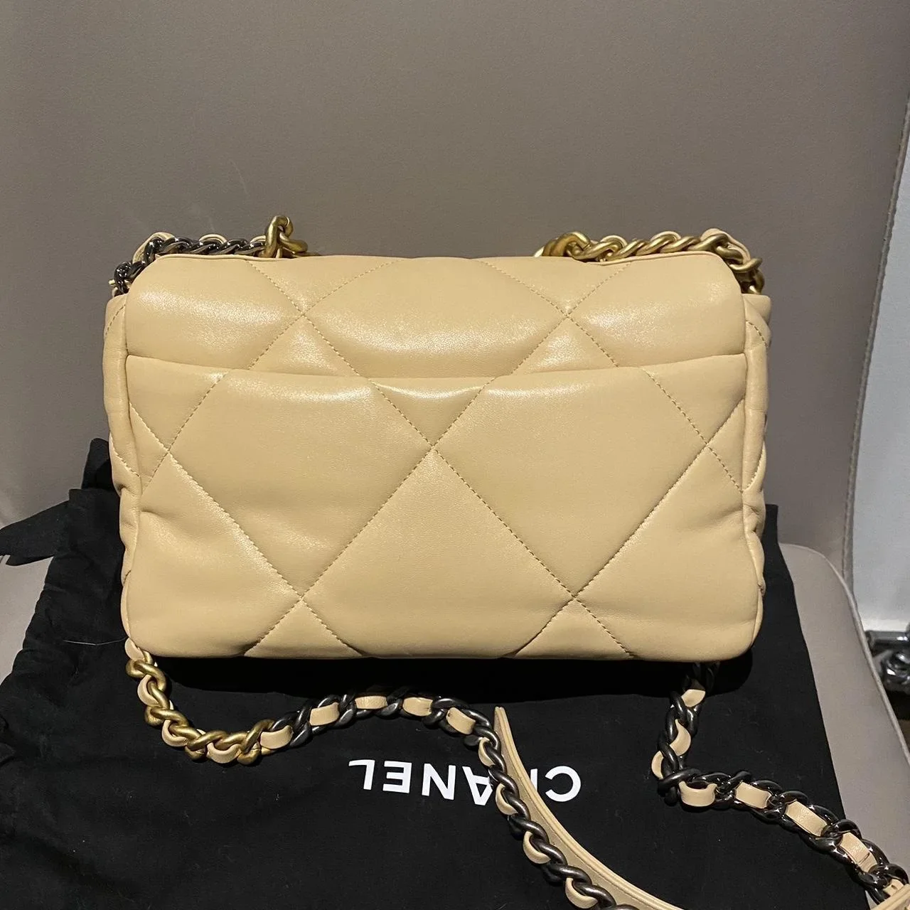 Chanel 19 Flap in Creamy Beige Lambskin Bag product view 5