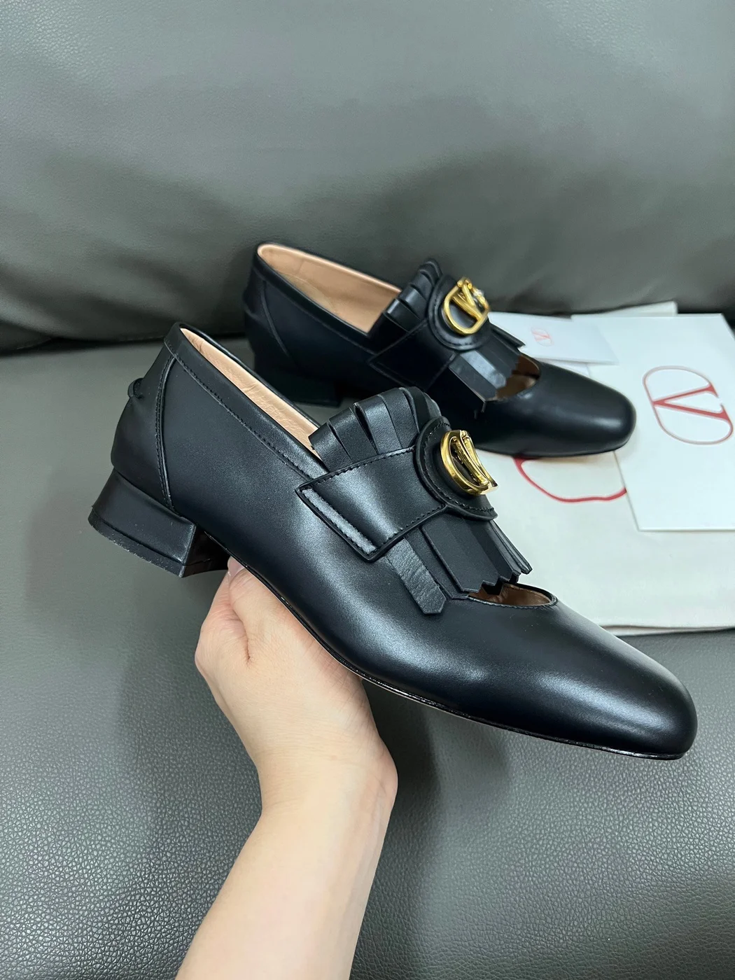 Valentino Women Black Leather Heels product view 4