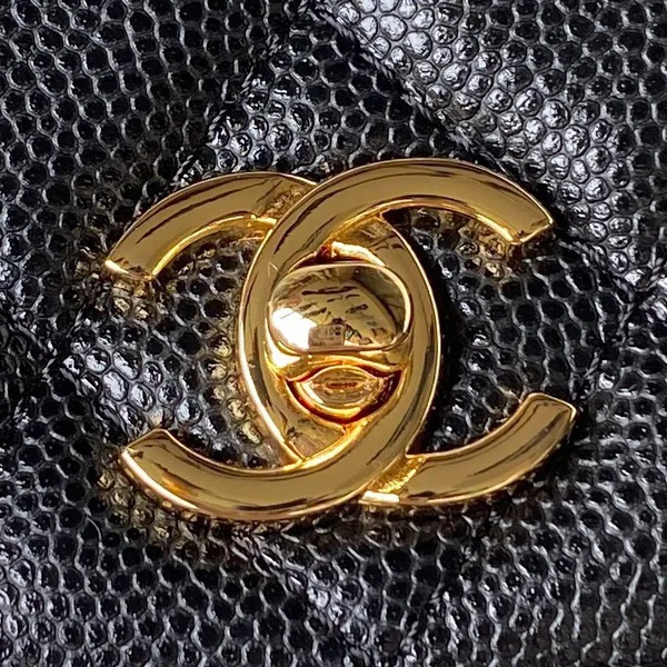 Chanel Woc Charm Handbag Lizard Skin Black With Gold Lock 20 cm product view 7