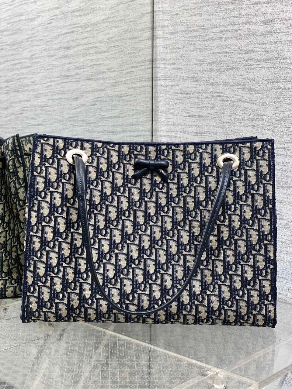 Dior Promenade Shopping Bag in Blue Dior Oblique Jacquard product view 1