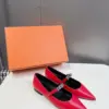 Hermès Women Red Leather Pointed Toe Flats product view 3