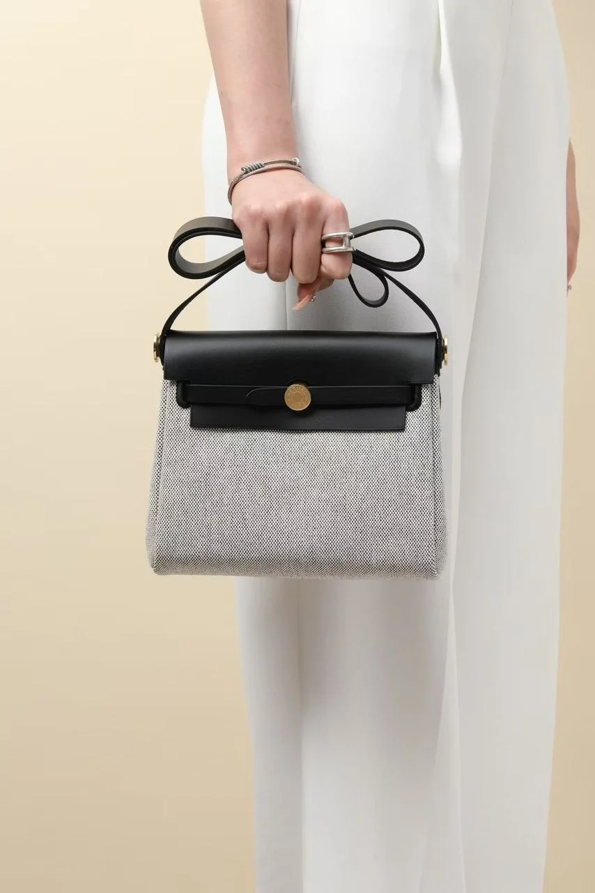 Hermès Herbag Mini in Ecru/Black gold hardware Bag product view 2