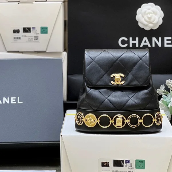 Chanel Charm Backpack Black Smooth Leather 18x18x8cm product view 1