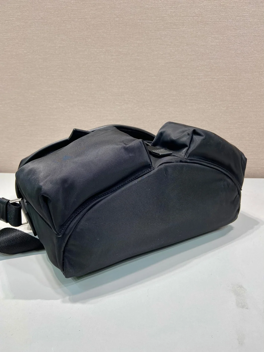 Prada Crossbody Bag 29 In Black Re-Nylon And Calfskin Trim product view 2