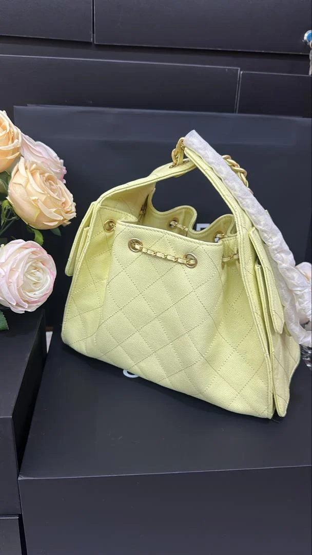 Chanel 25 Handbag 30 In Yellow Cavier Gold Hardware product view 3