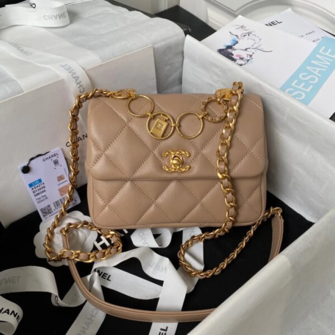 Chanel Woc Brown Handbags Pearl Handle Plated .5×14.5x5cm product view 1
