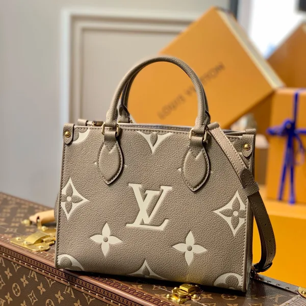 Louis Vuitton Onthego Woman’s Grey Cowhide Leather Handbags 25 cm product view 1