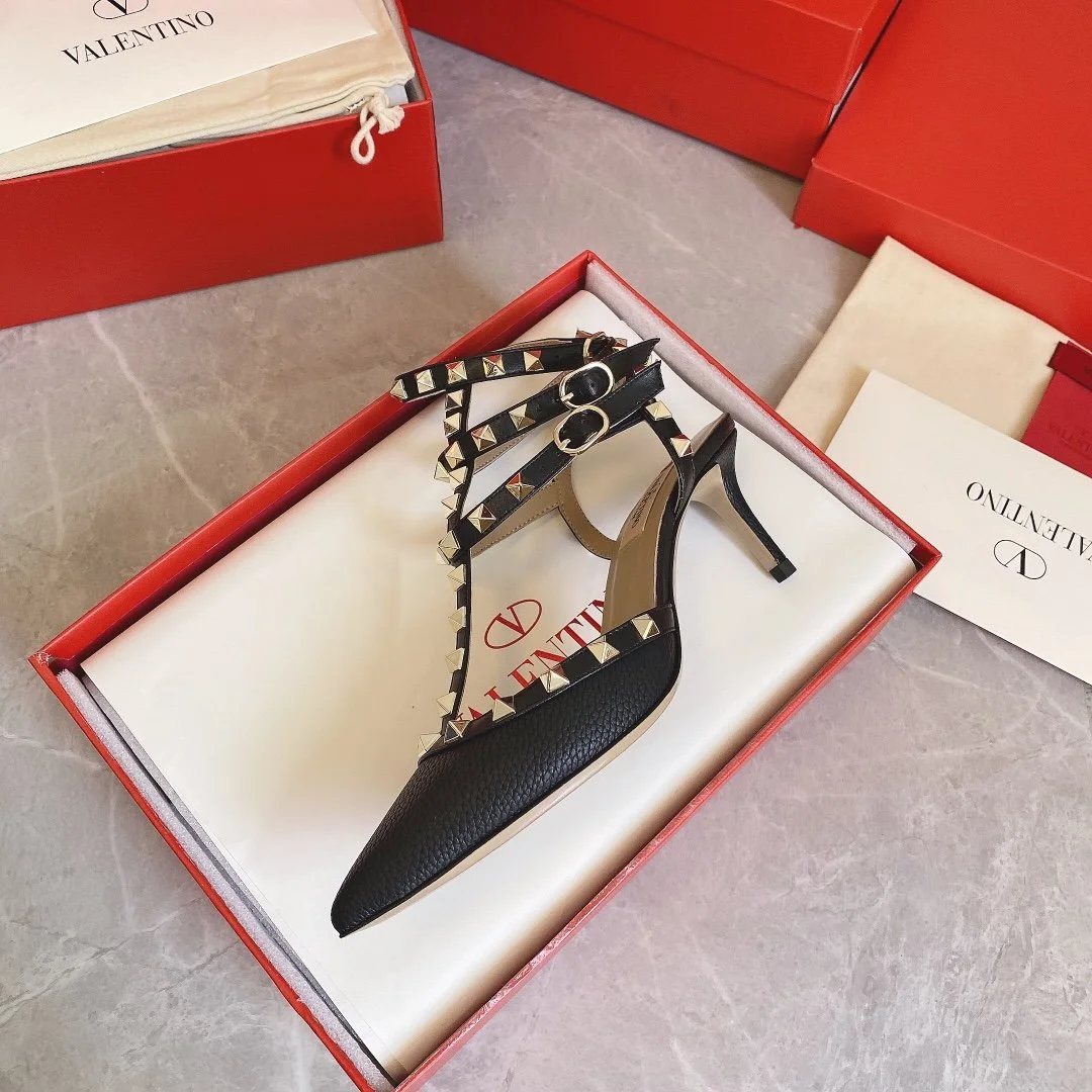 Valentino Women Black Leather Studded Pumps product view 5