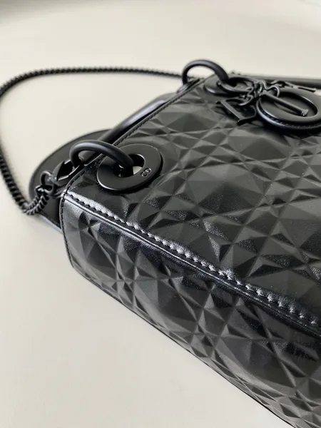 Dior Lady Matte Women’s Handbag Black Diamond Pattern 17 cm product view 8