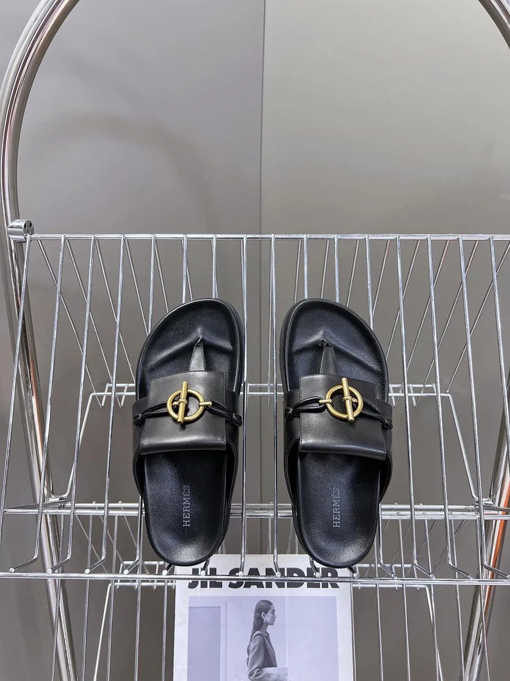 Hermès Women Black Leather Sandals product view 2