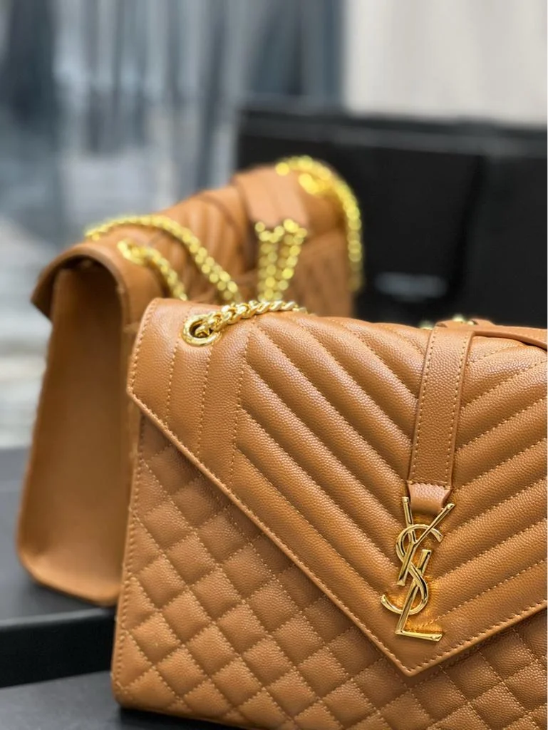 Saint Laurent Medium Envelope Bag in caramel product view 5