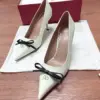 Valentino Women White Leather Pointed Toe Pumps product view 6