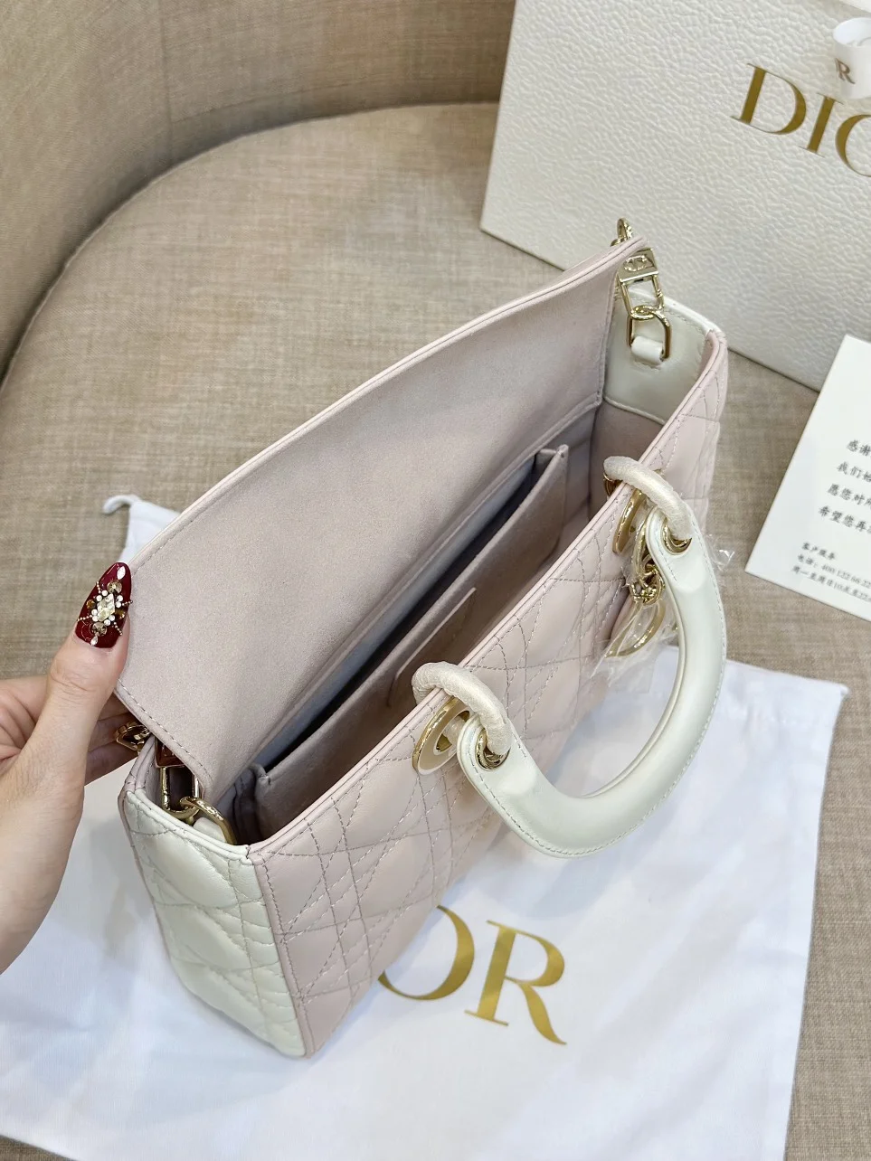 Dior D-Joy Women’s Handbag Pink Cowhide 26 cm product view 2