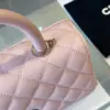 Chanel Coco Handbags Leather Pink With Silver Lock 23 cm product view 6