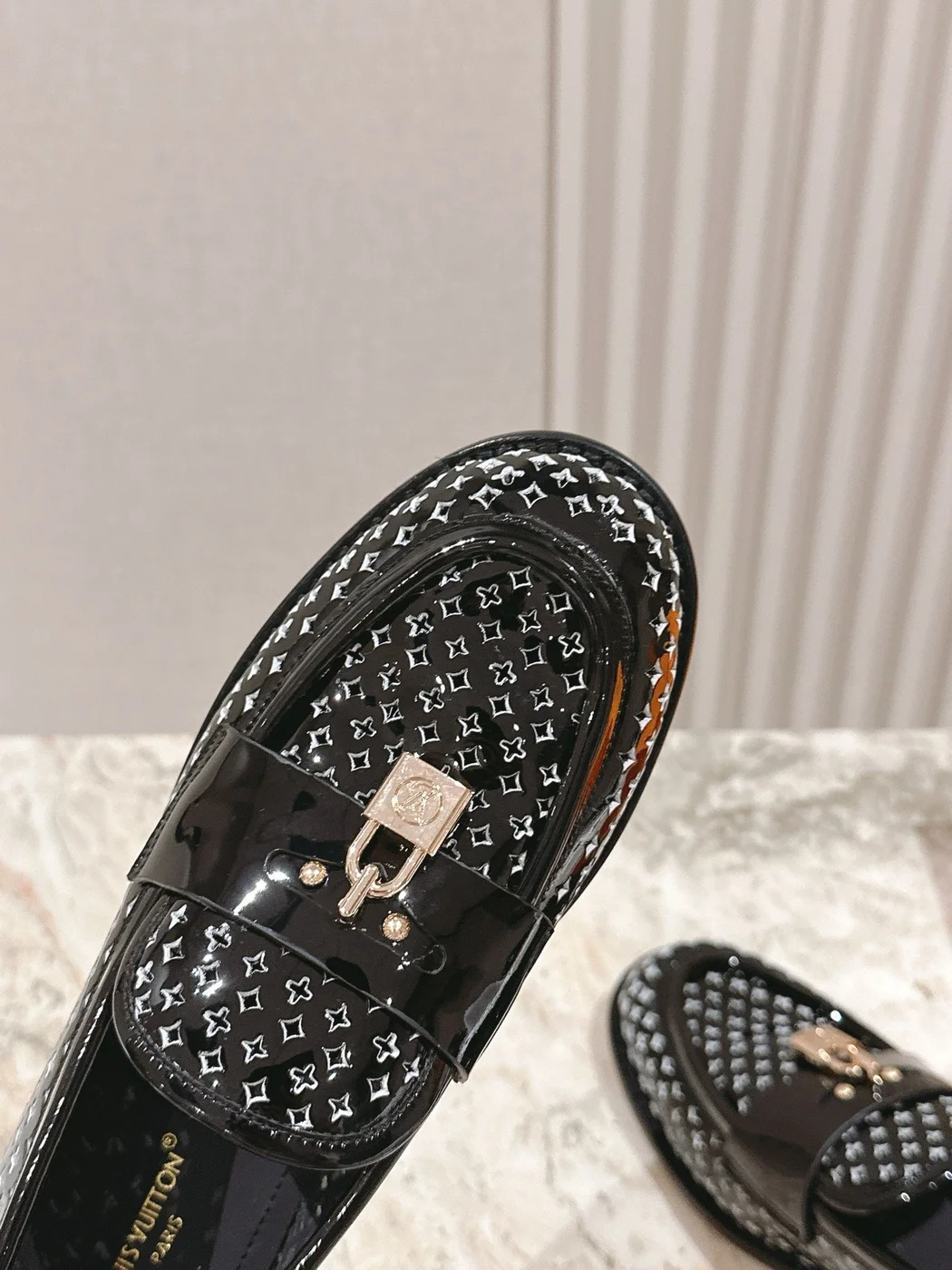 Louis Vuitton Women Black Patent Leather Loafers product view 5