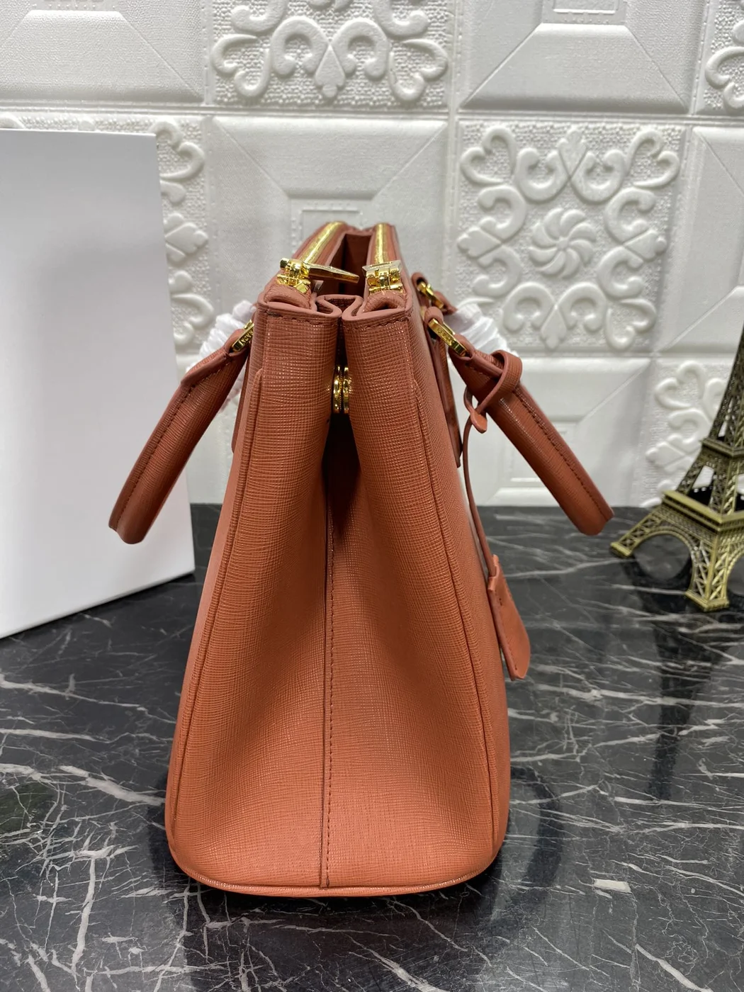 Prada Pra Galleria 32 Bag In Bronze Orange Saffiano Leather product view 5