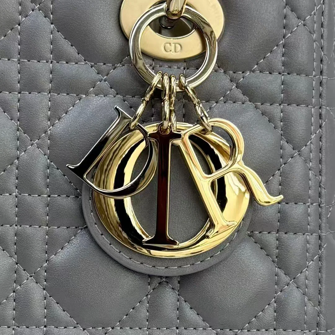 Dior Medium Lady Dior My Abcdior bag in grey lambskin product view 6