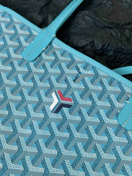 Goyard Blue Coated Canvas Leather Small Saint Louis Tote product view 4