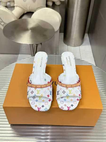 Louis Vuitton Women White Multicolor Leather Heels product view 1