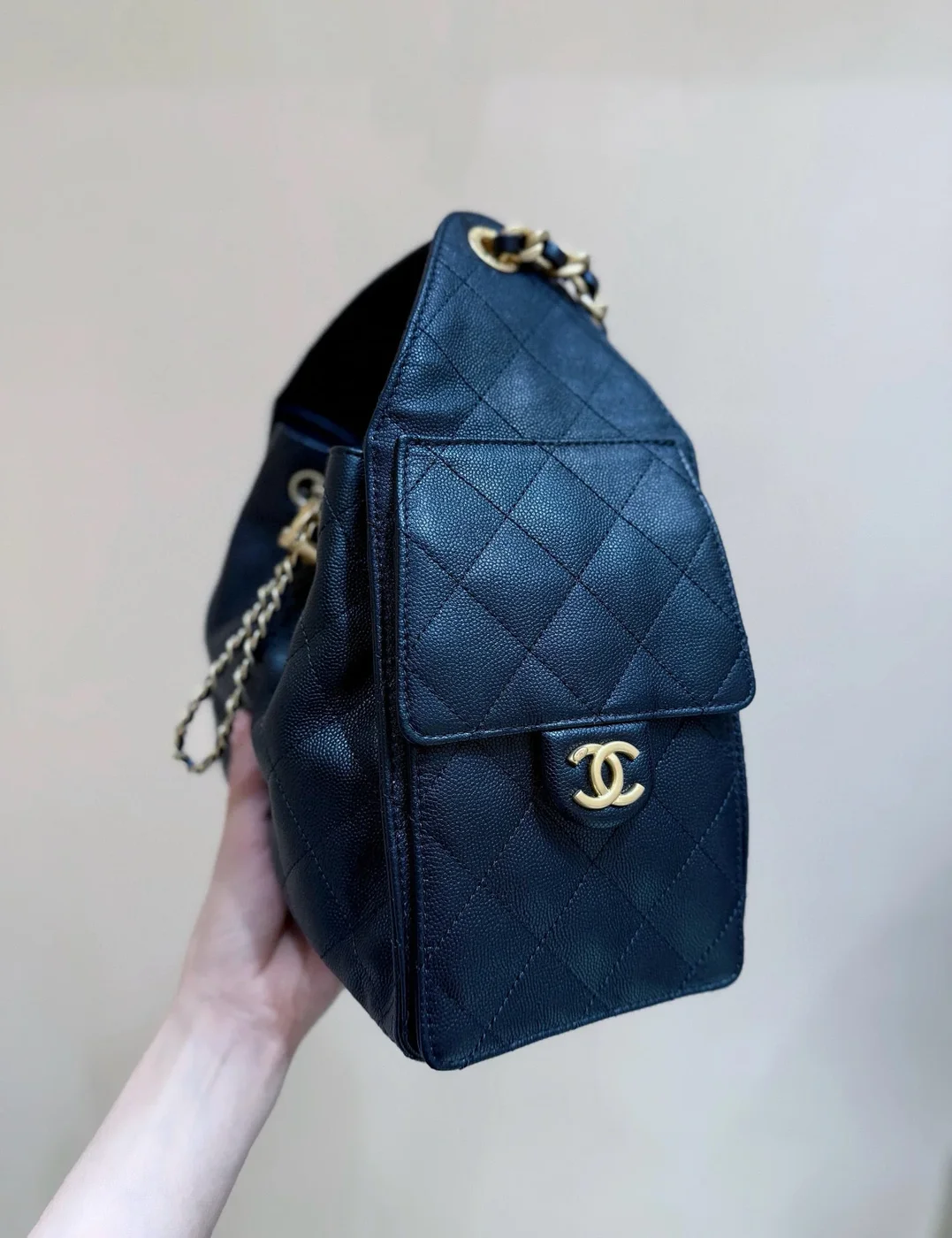 Chanel 25 Small Black Caviar Gold Hardware Bag product view 8