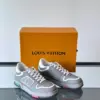 Louis Vuitton Men Grey White Leather Sneakers product view 5