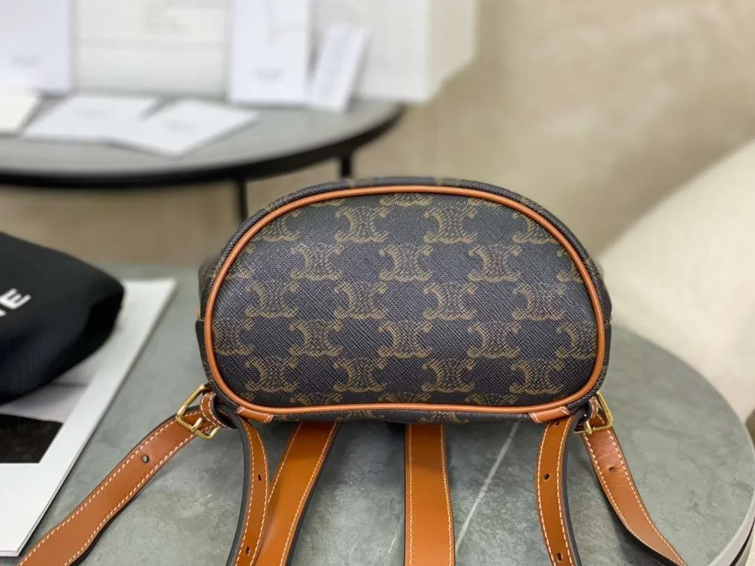 Celine Folco Backpack Mixed Pattern Brown 17x20x10cm product view 6