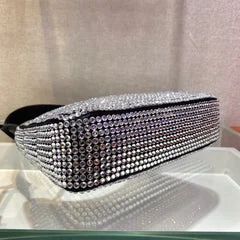 Prada Sparkling Hobo Bag 23 In Black Nylon Attached Fully Crystals product view 3