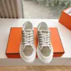 Hermès Women Beige Suede White Leather Sneakers product view 5