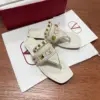 Valentino Women White Leather Studded Sandals product view 3