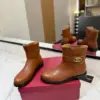 Valentino Women Brown Leather Ankle Boots product view 2
