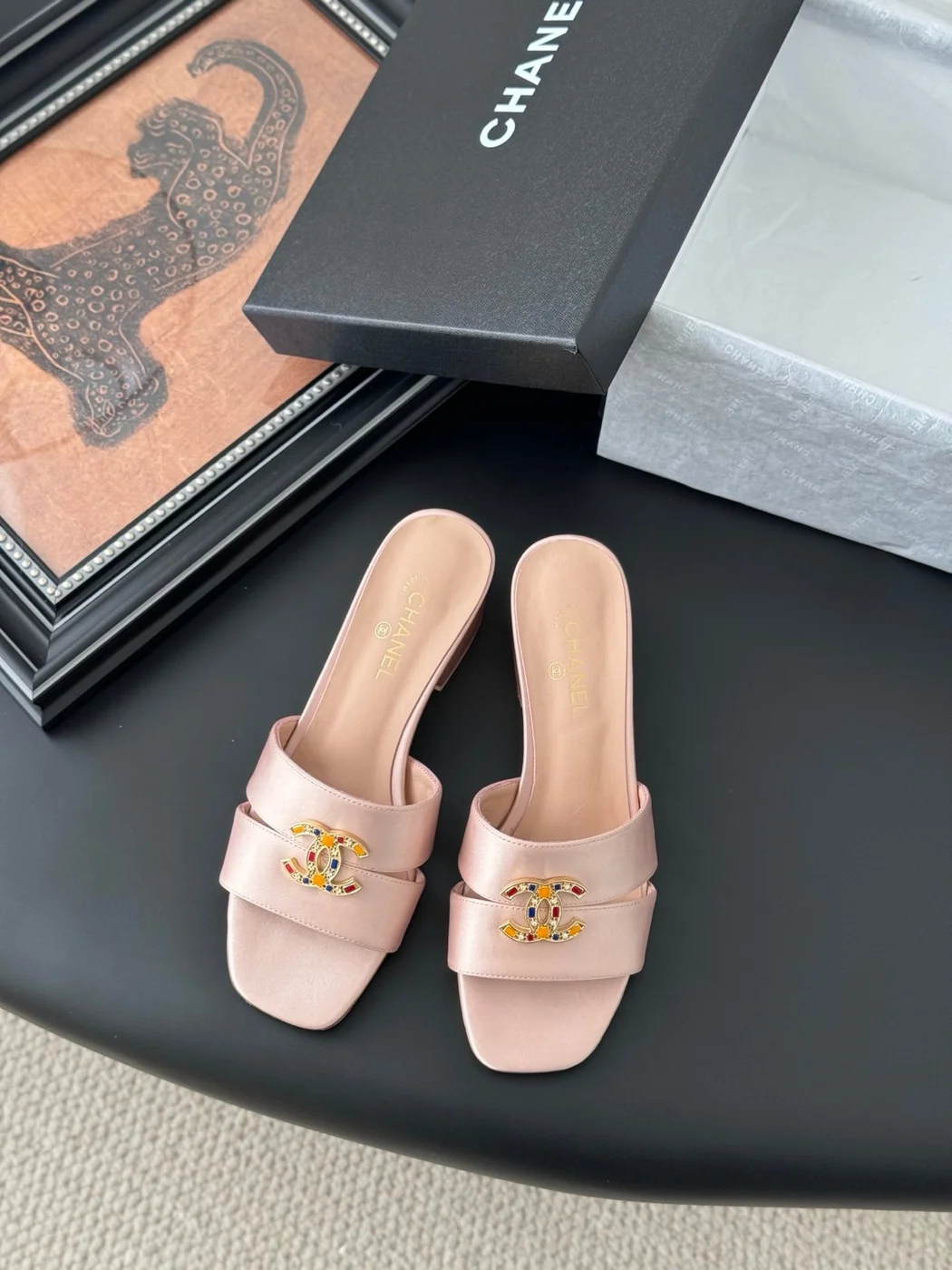 Chanel Women Light Pink Satin Mules product view 1