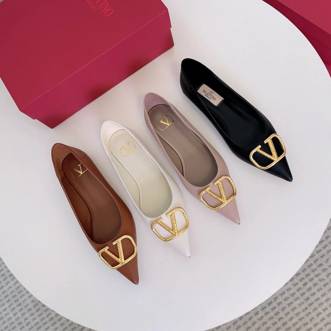 Valentino Women Pink Leather Pointed Flats product view 7