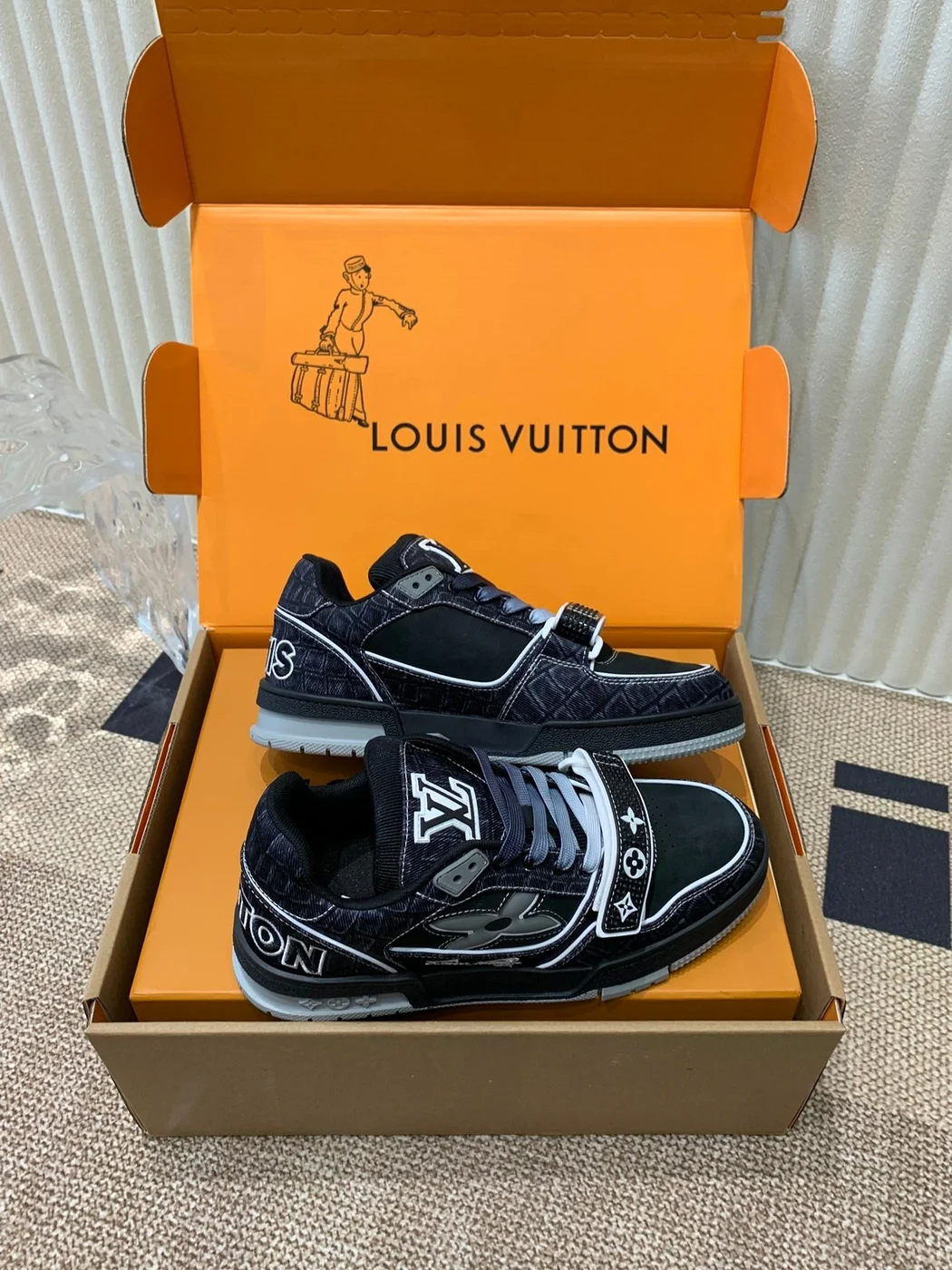 Louis Vuitton Women Black Fabric Sneakers product view 2
