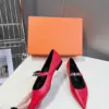 Hermès Women Red Leather Pointed Toe Flats product view 5