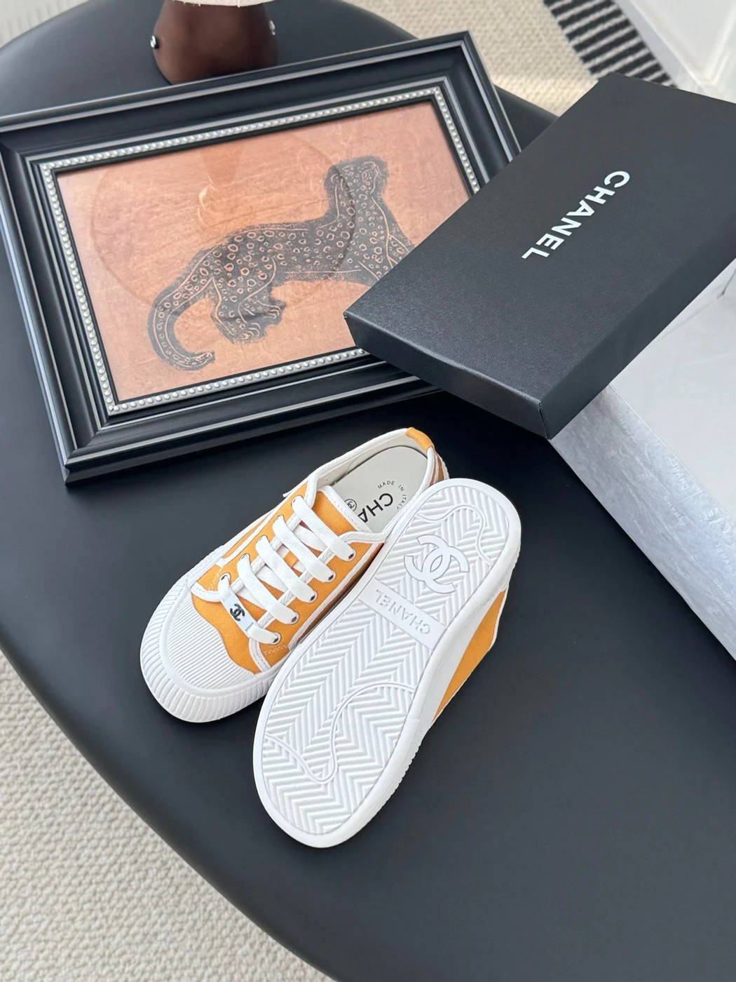 Chanel Women Yellow Canvas And Rubber Sneakers product view 5
