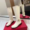 Valentino Women White Leather Knee High Boots — Ankle-Strap Detail product view 3