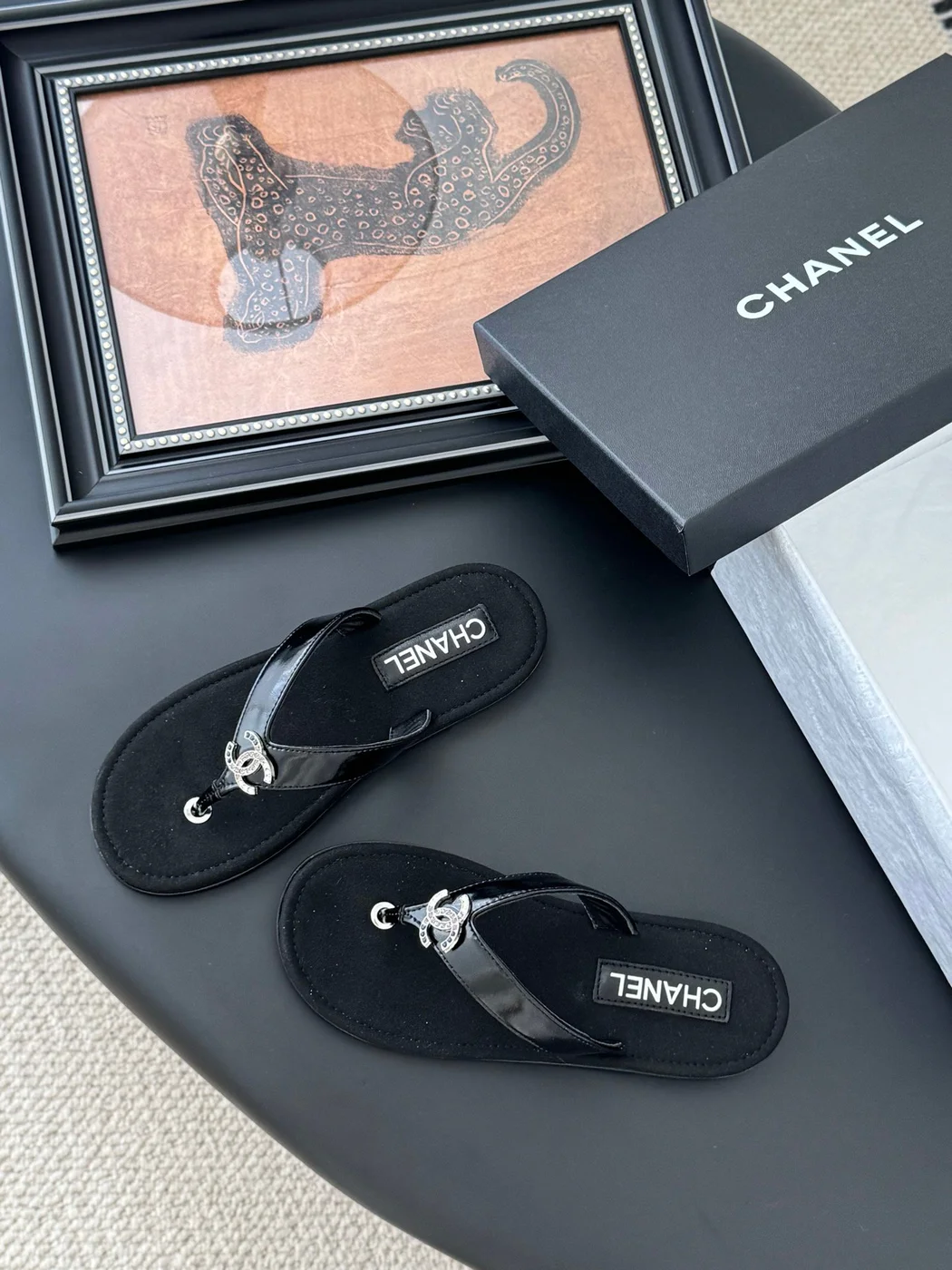 Chanel Women Black Patent Leather Sandals product view 6