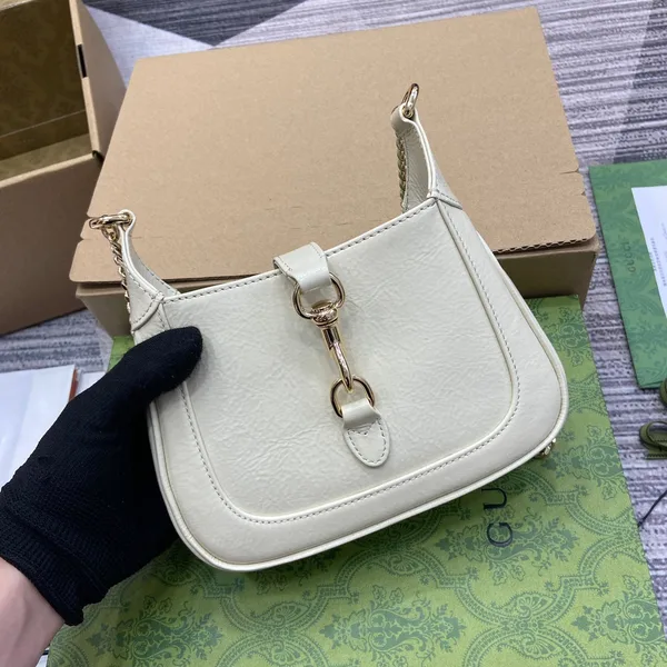 Gucci Jackie Notte Mini Bag 19 In White Cracked Lacquer Calfskin Gold Hardware product view 2