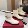 Valentino Women Ivory Leather Ankle Boots product view 1