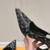 Louis Vuitton Women Black Patterned Leather Heels product view 2