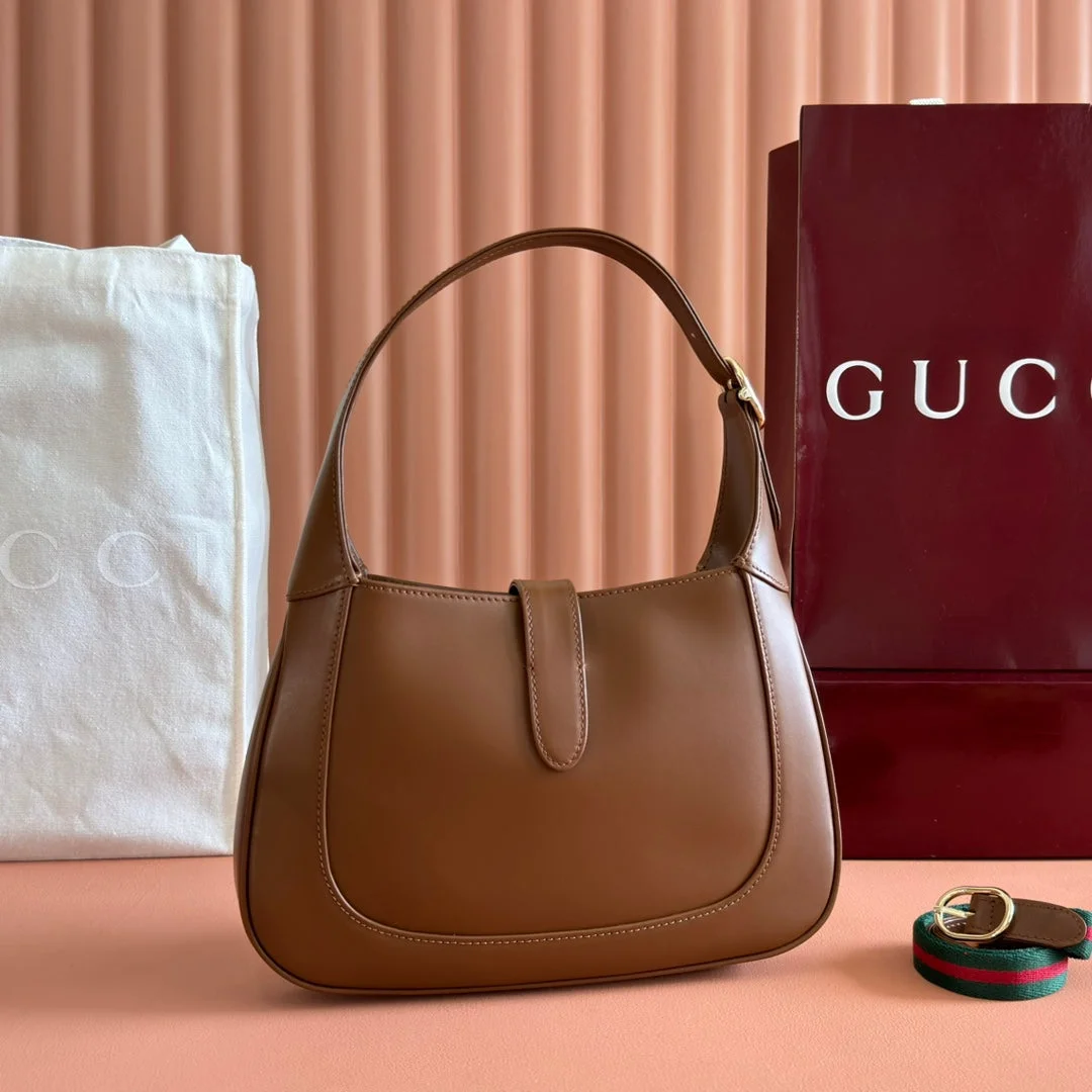 Gucci Jackie Small Shoulder Bag 27 In Tawny Brown Calfskin Gold Hardware product view 2