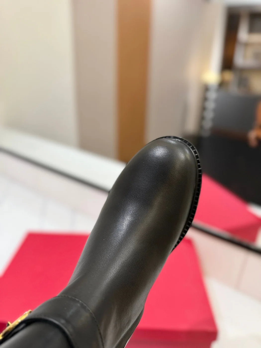 Valentino Women Black Leather Knee High Boots product view 2