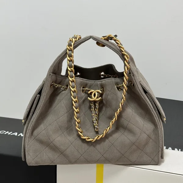 Chanel New  25 Handbag 30 In Natural Grey Suede Gold Hardware product view 1