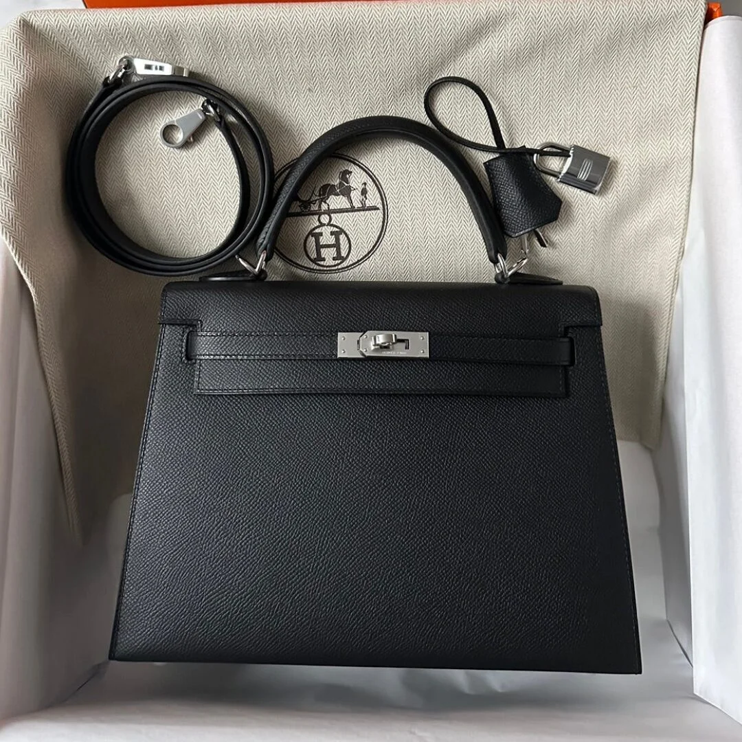 Hermès 25 Black Epsom Bag