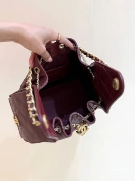 Chanel 25 Small Burgundy Gold Hardware Bag product view 6