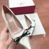 Valentino Women White Leather Pointed Toe Pumps product view 4