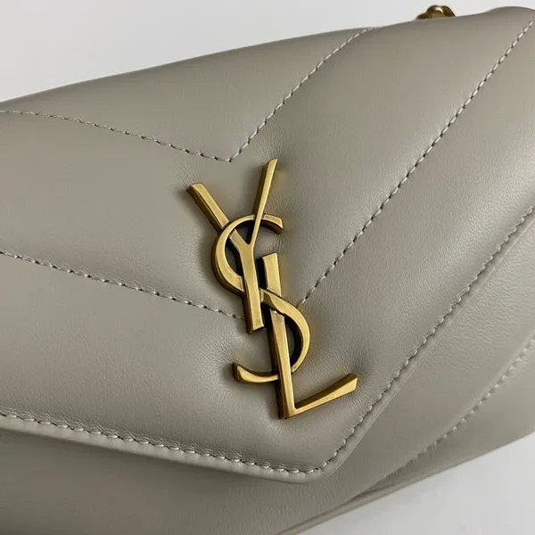 Saint Laurent Loulou medium in Matelassé Lambskin White Bag product view 3