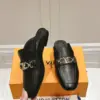Louis Vuitton Women Black Leather Slip-On Mules product view 4